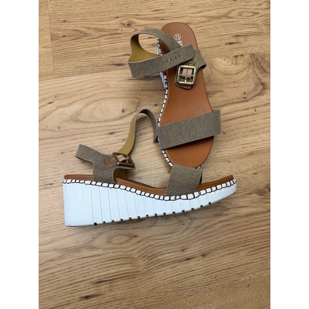 Rogue Canvas Strap and White Heel Sandals